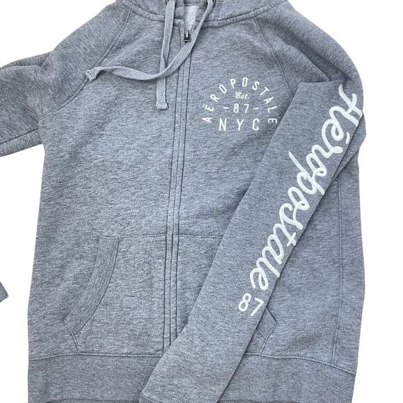 Aeropostale  Y2K Women's Full-Zip Hoodie Size Small Gray & White - Picture 8 of 8